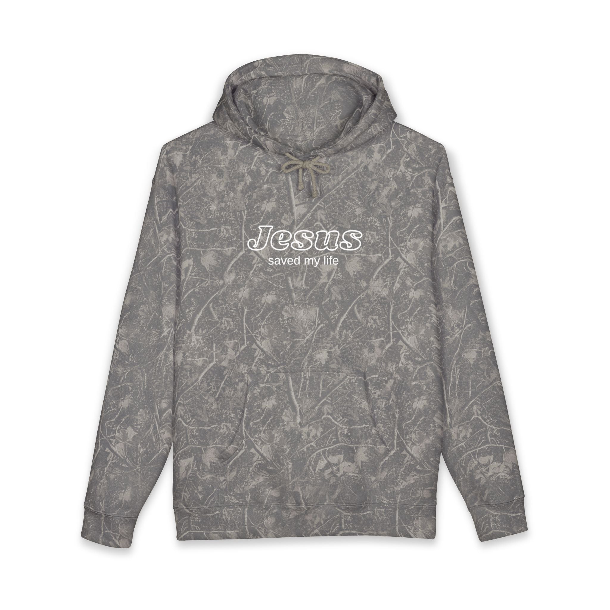 Christian Hoodie — "Jesus Saved My Life" Graphic Pullover, Vintage Washed Faith Sweatshirt