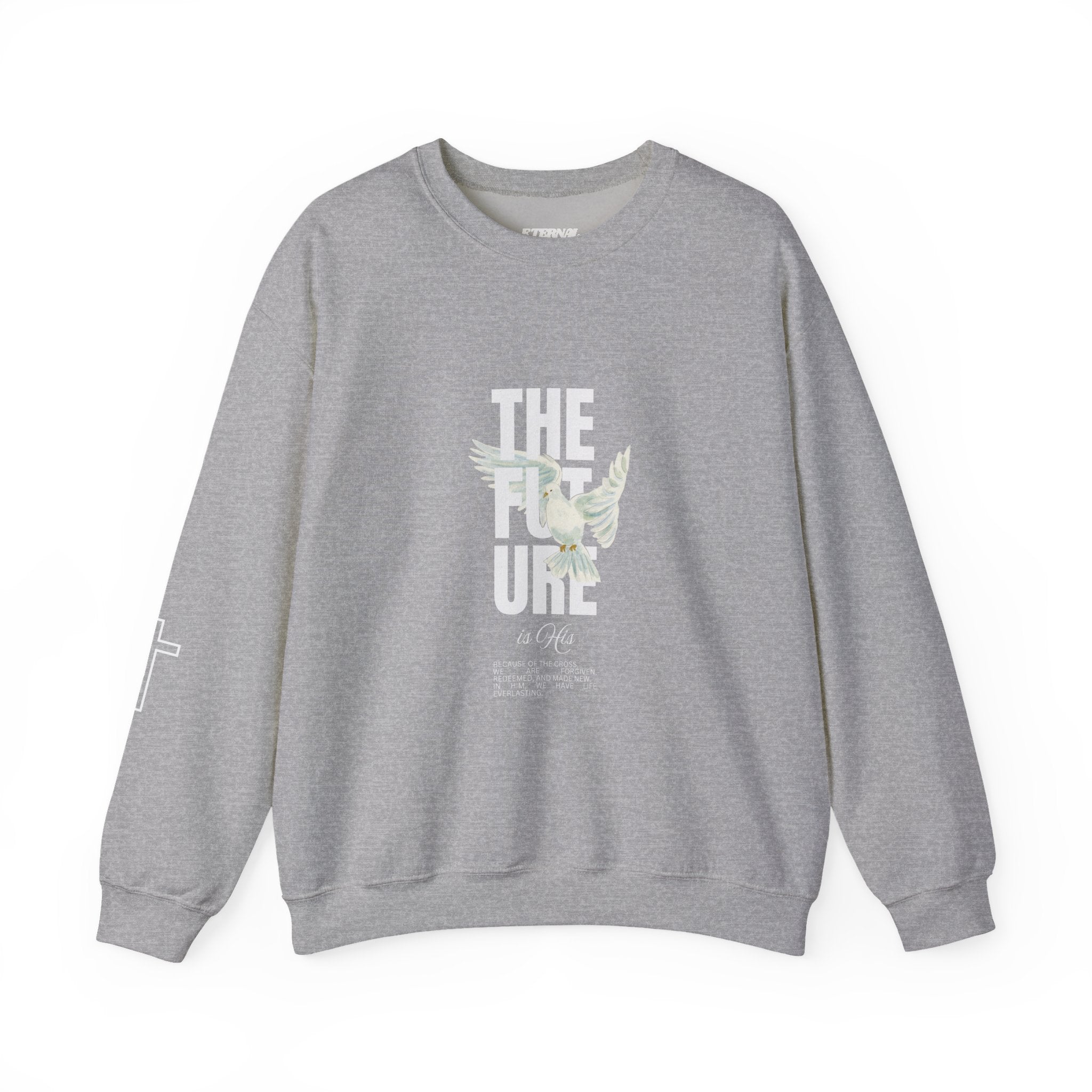 Crewneck Sweatshirt — "The Future" Dove Graphic Christian Cross Streetwear