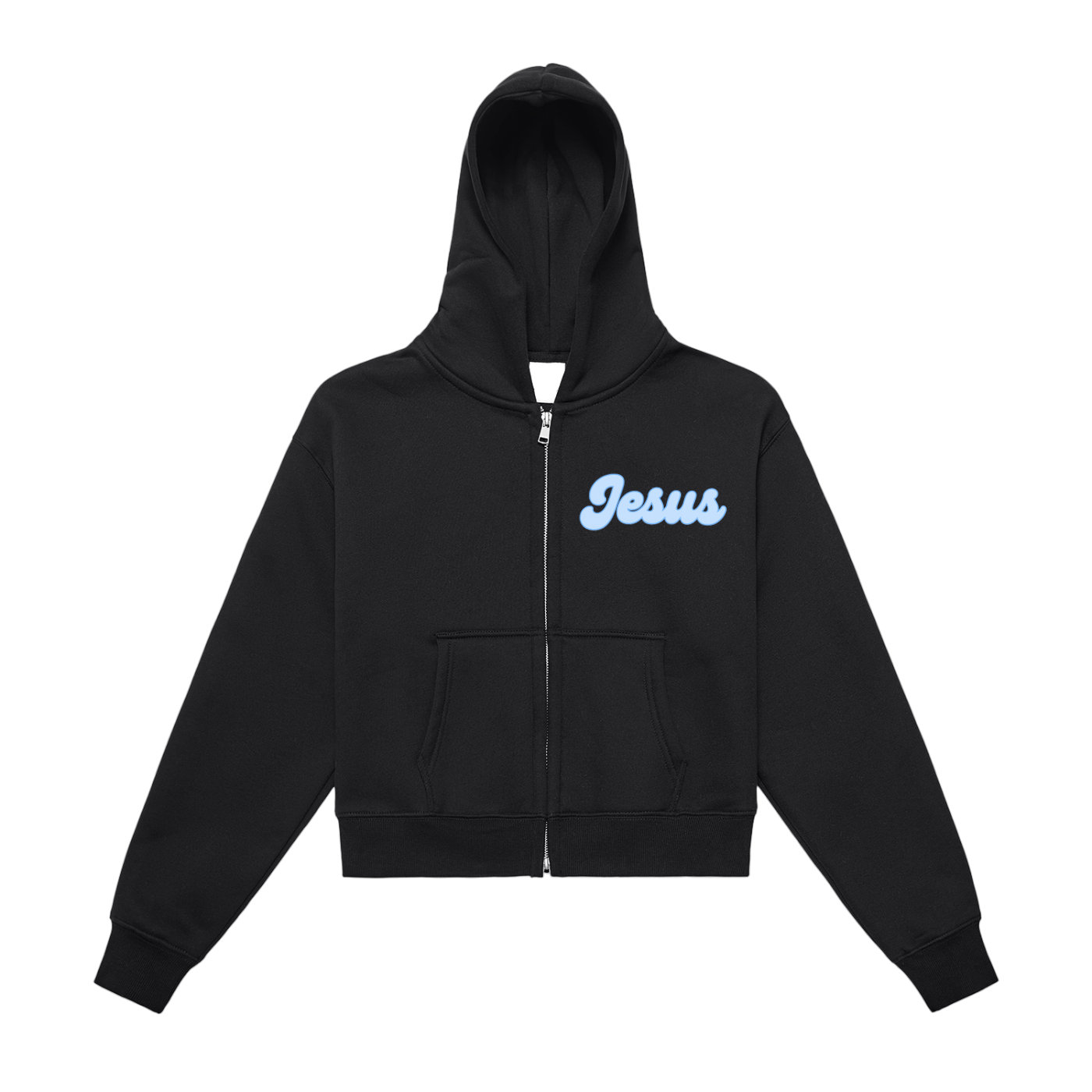 Jesus Fleeced Zip-Up Cropped Hoodie