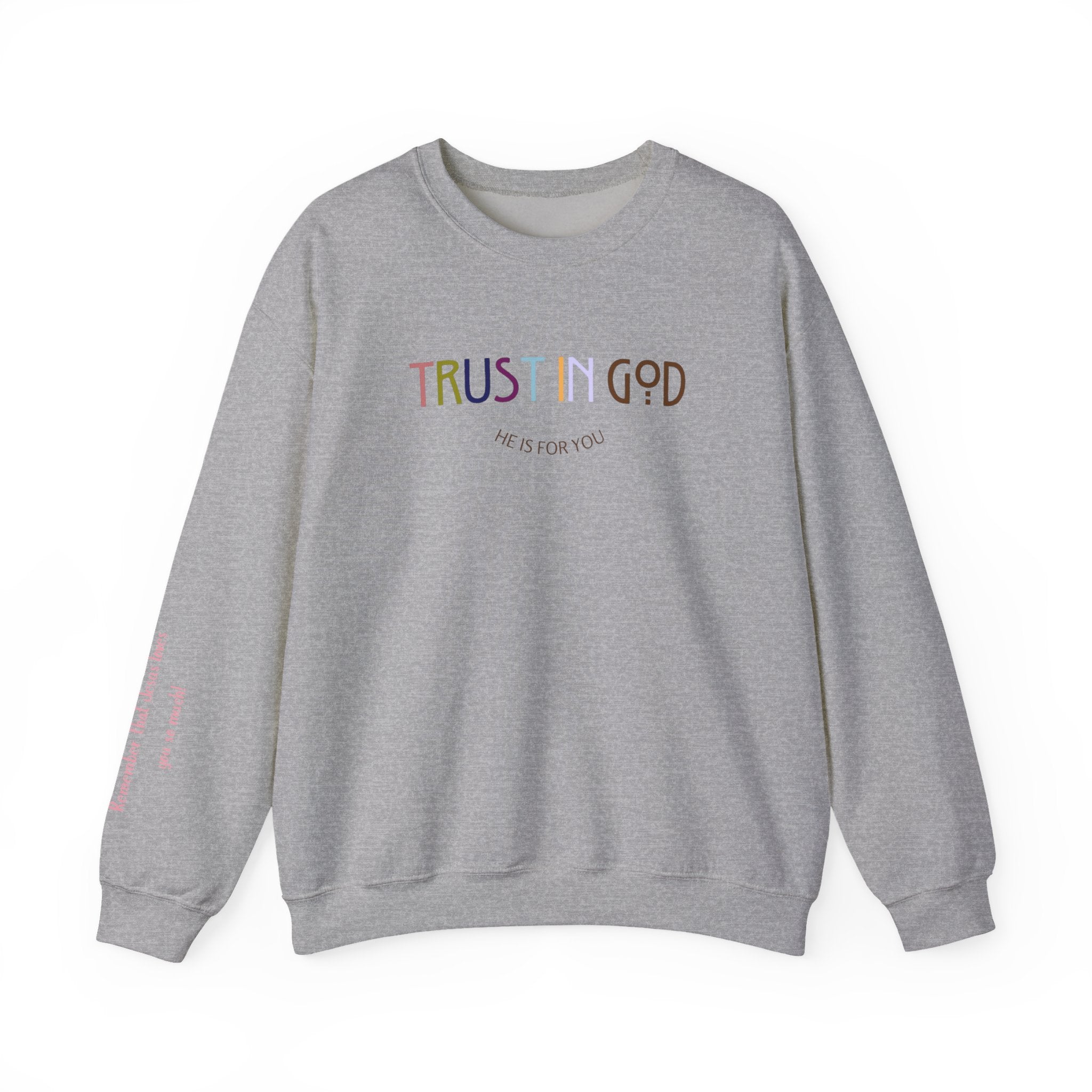 Trust in God Crewneck Sweatshirt — Pastel Faith Graphic