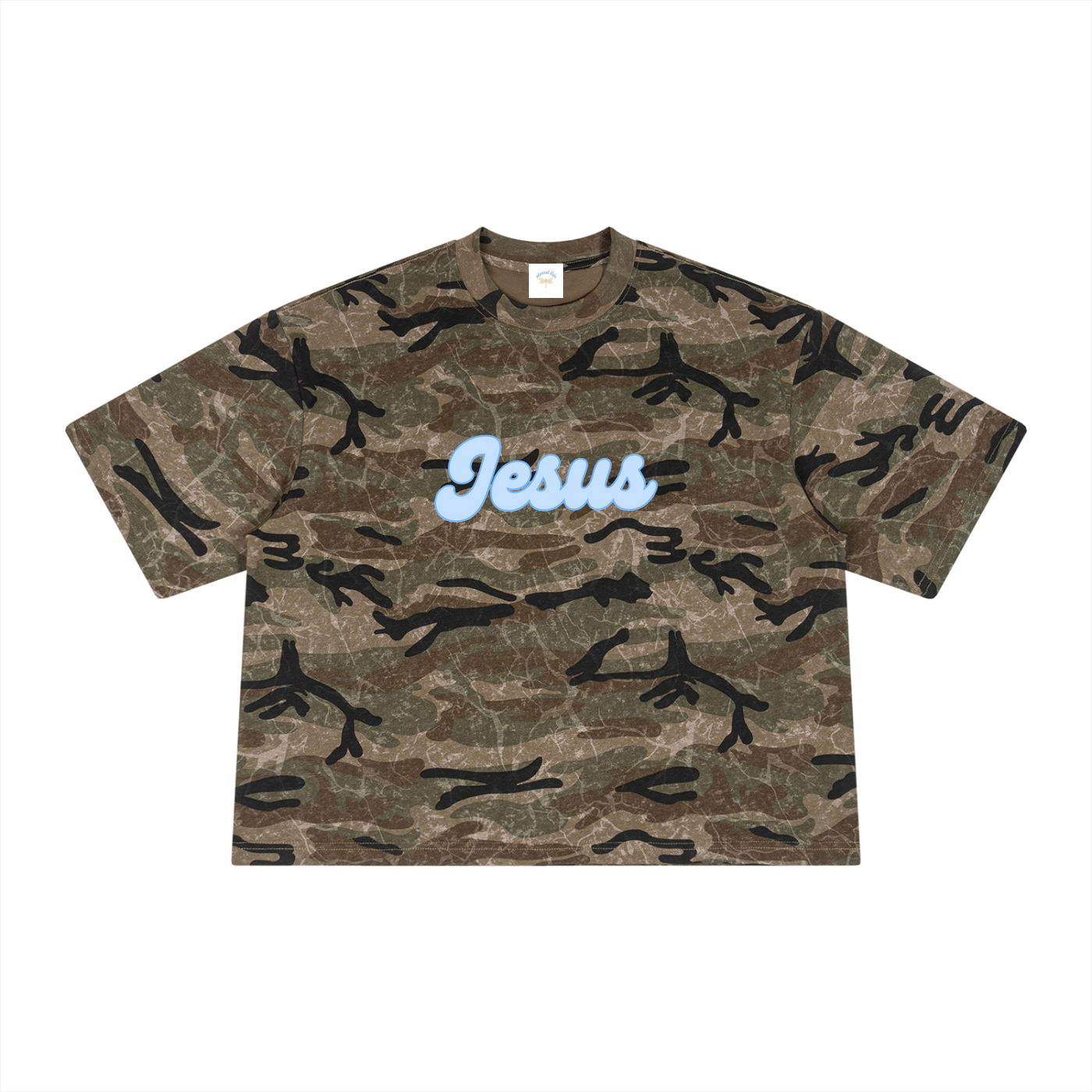 Jesus Boxy Camo Print T-Shirt