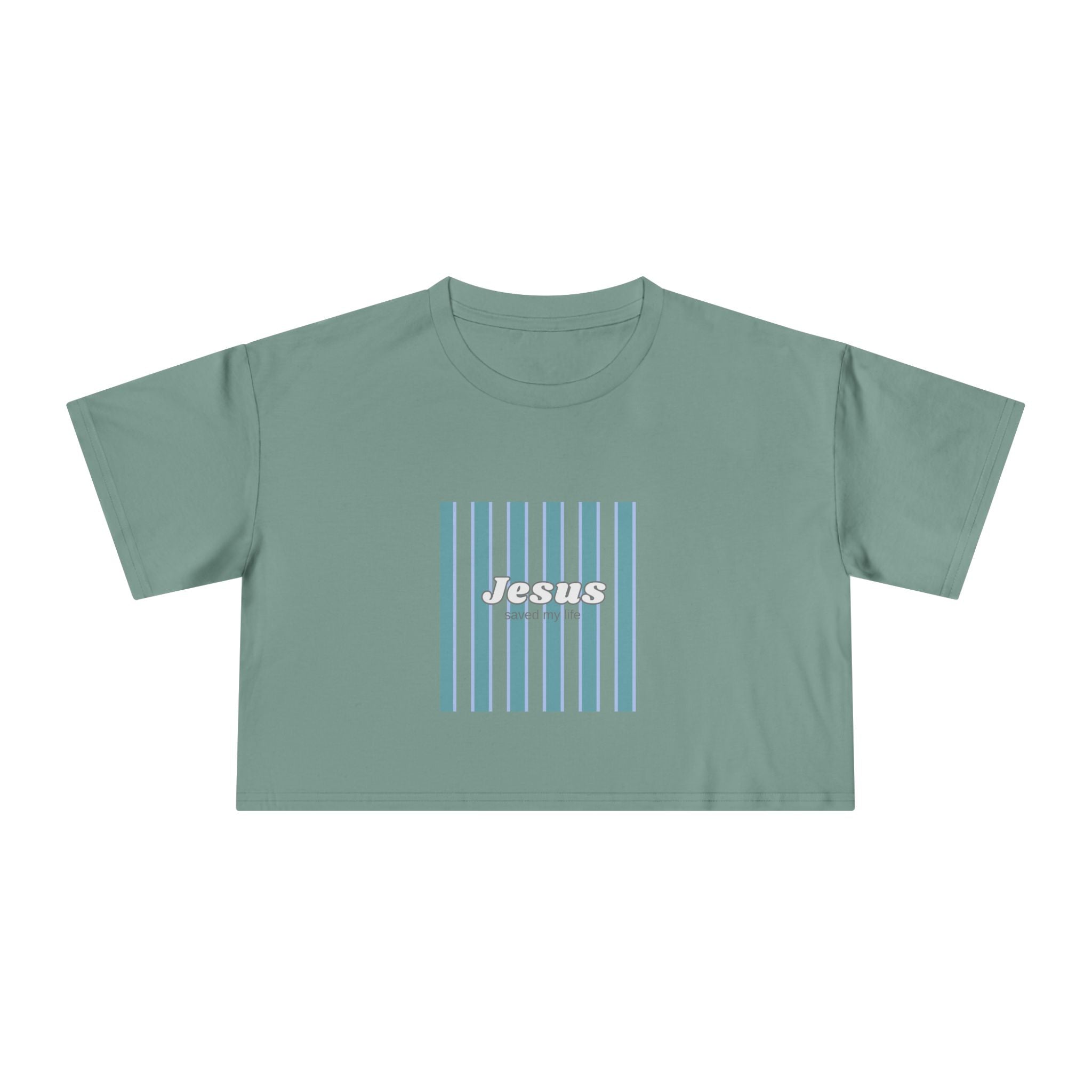Jesus Striped Crop Tee — Minimal Faith Graphic Top