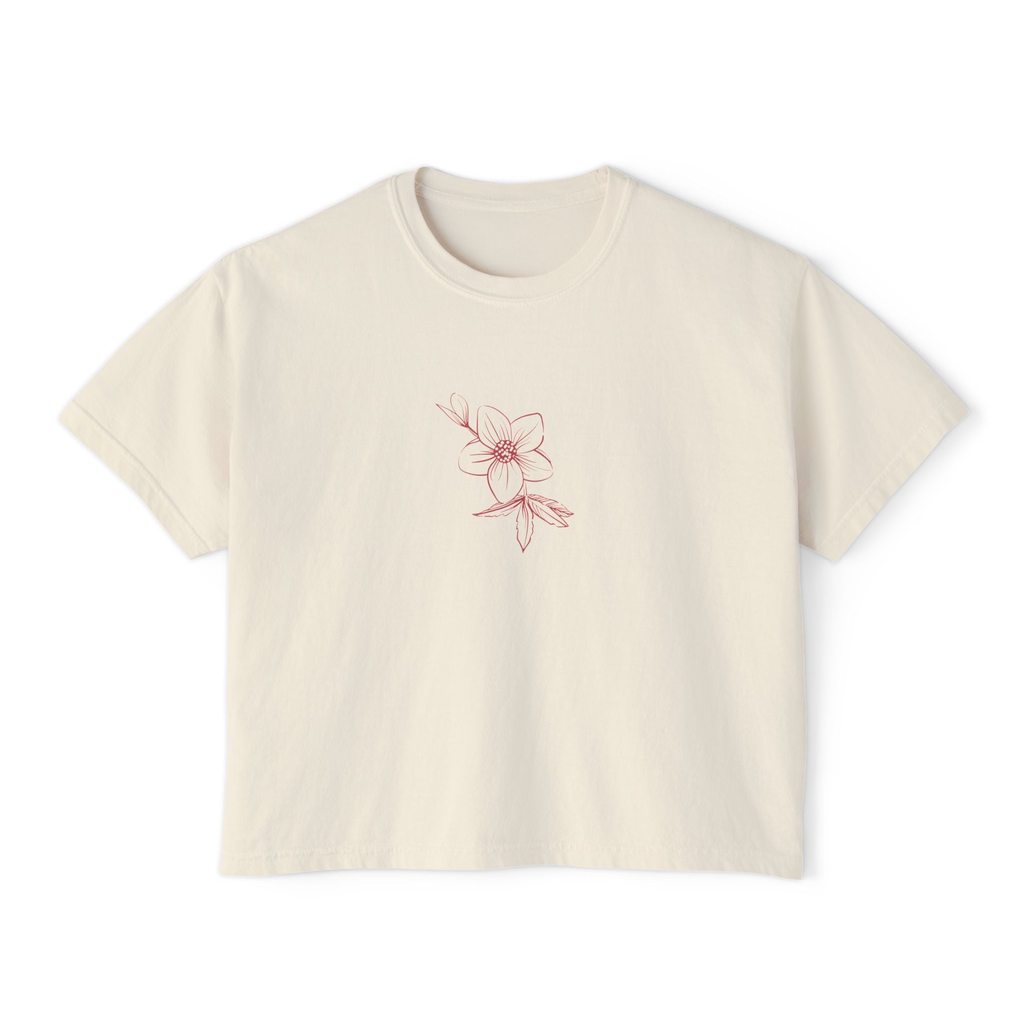Boxy Tee — "Eternity Was Set in Our Hearts" Floral Graphic