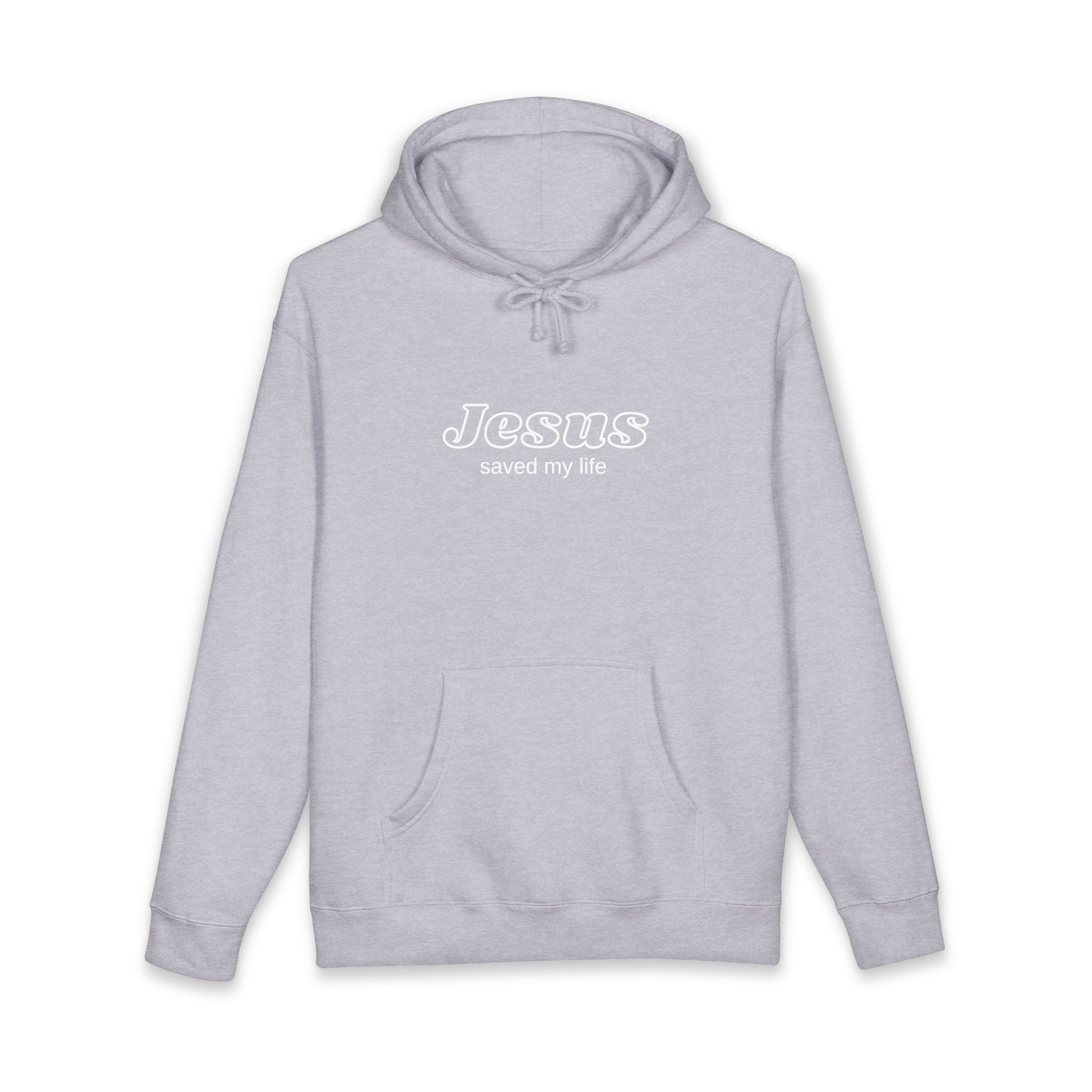 Christian Hoodie — "Jesus Saved My Life" Graphic Pullover, Vintage Washed Faith Sweatshirt