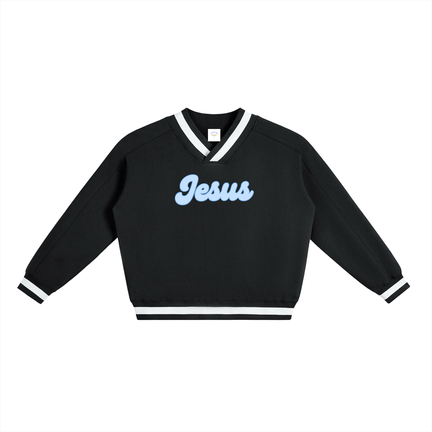 Jesus Contrast Collar Boxy Sweatshirt