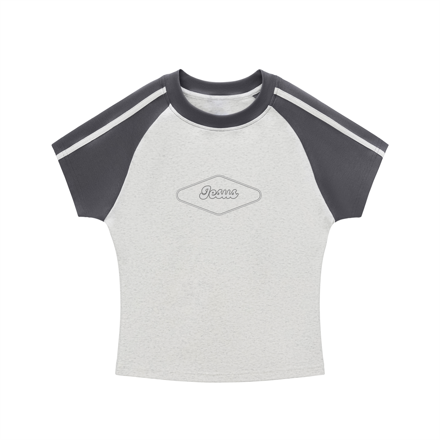 Jesus Contrast Stripes Bodycon Raglan Sleeve T-Shirt