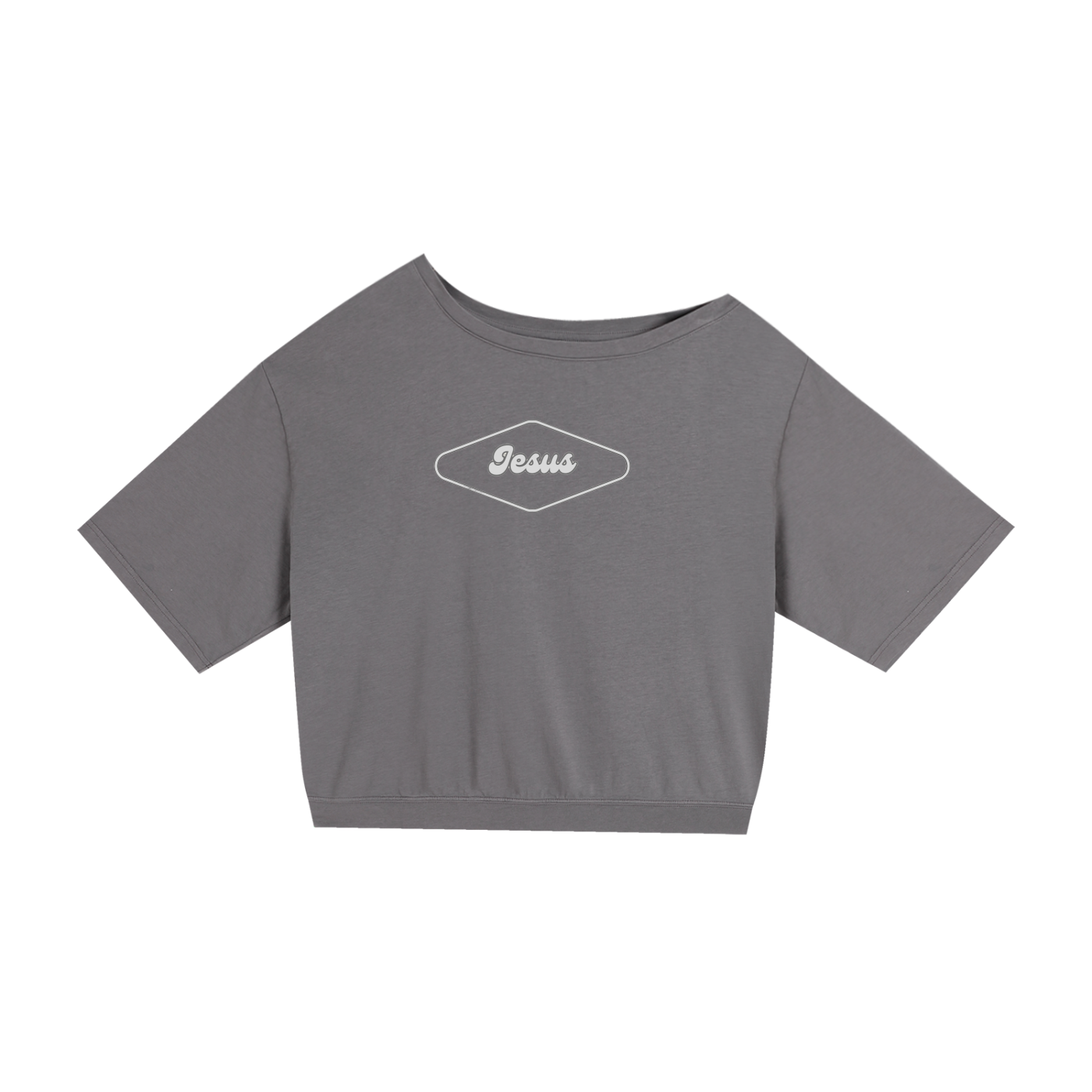 Jesus Asymmetric Shoulder Oversized Cotton T-Shirt