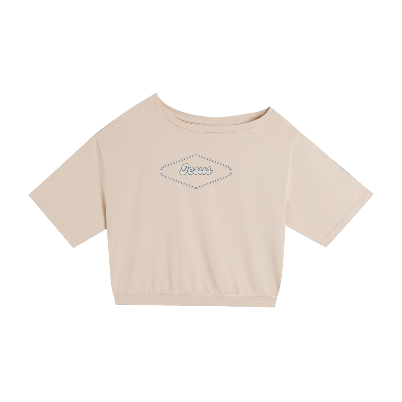 Jesus Asymmetric Shoulder Oversized Cotton T-Shirt