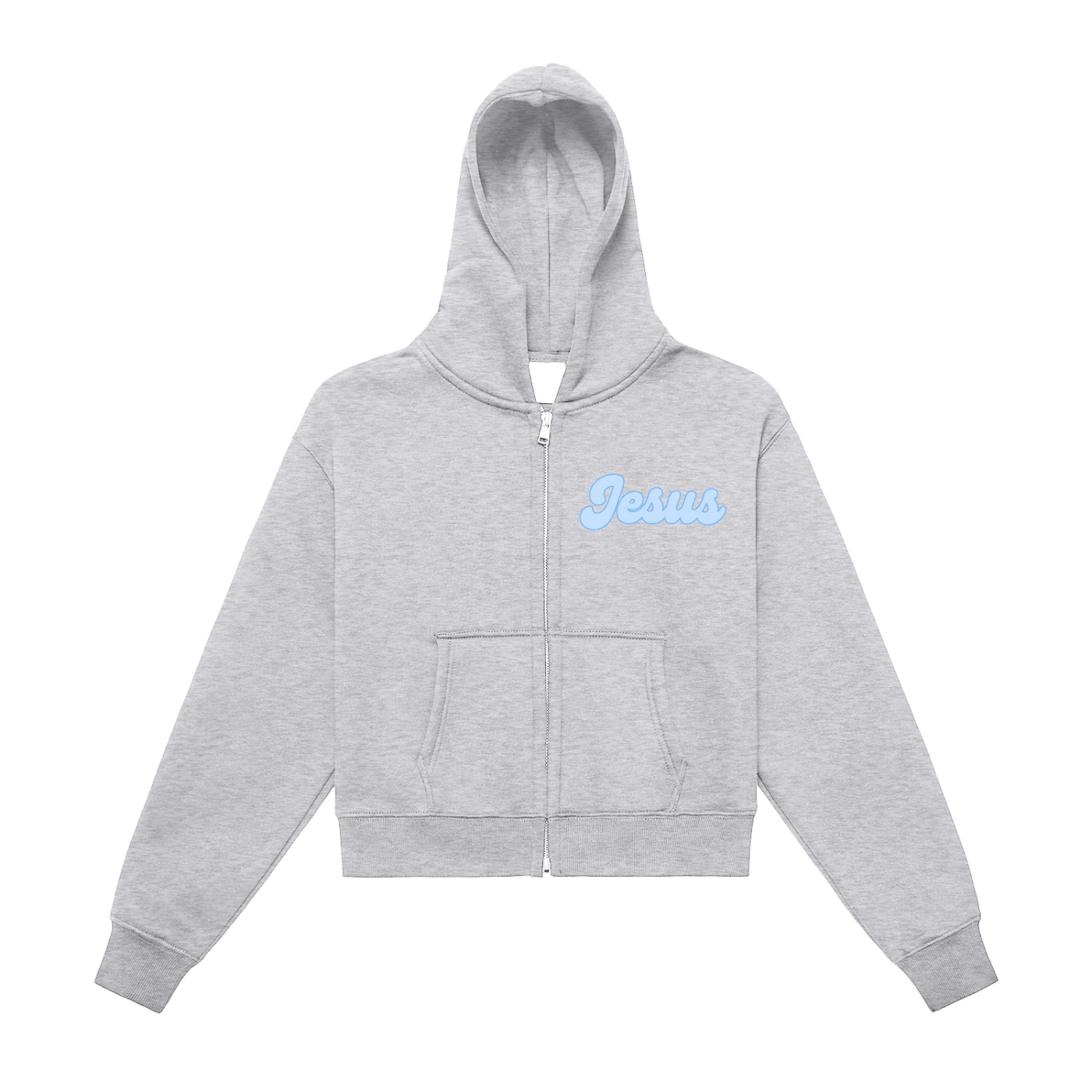 Jesus Fleeced Zip-Up Cropped Hoodie