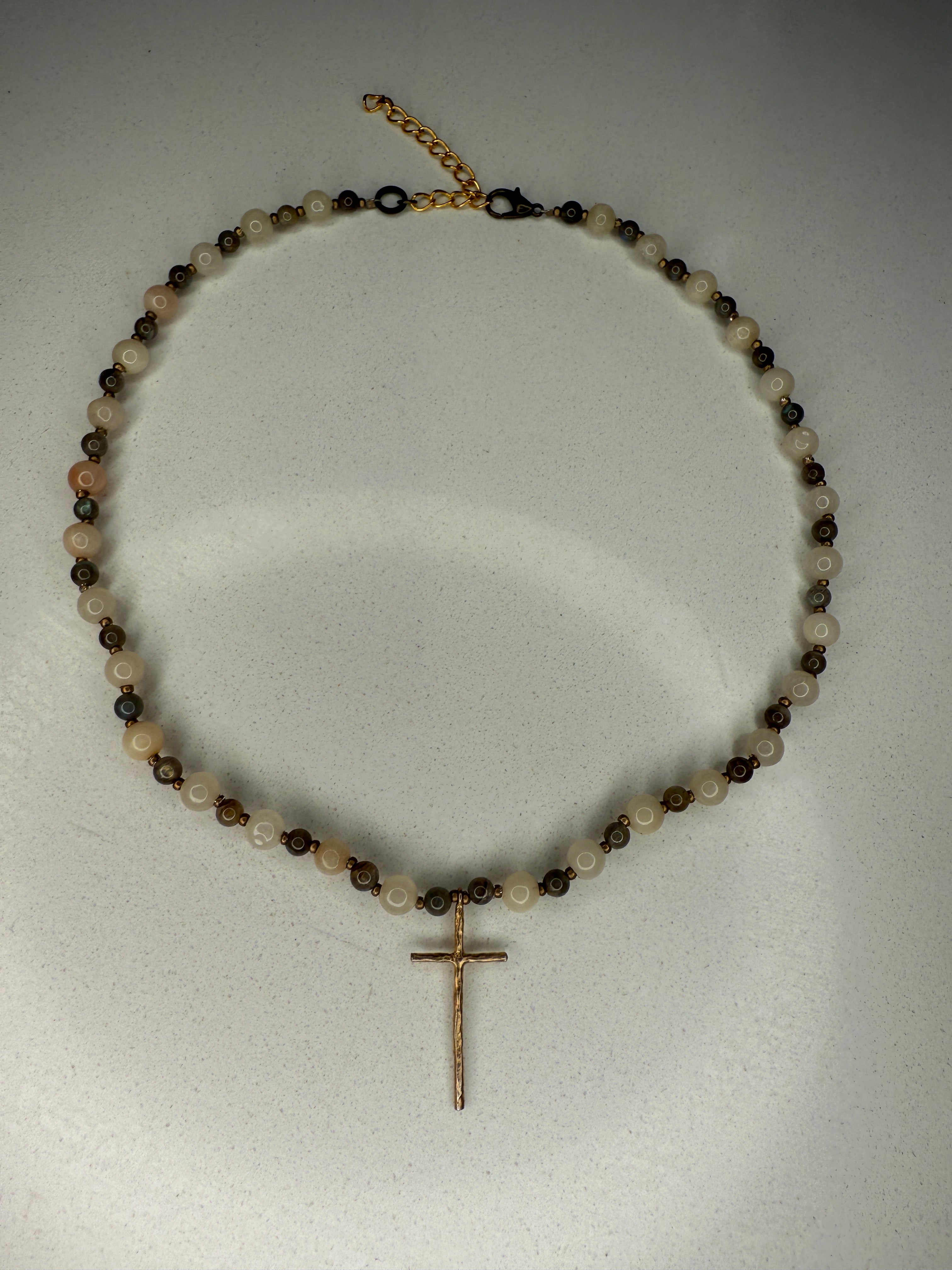 Handmade Beaded Gold Cross