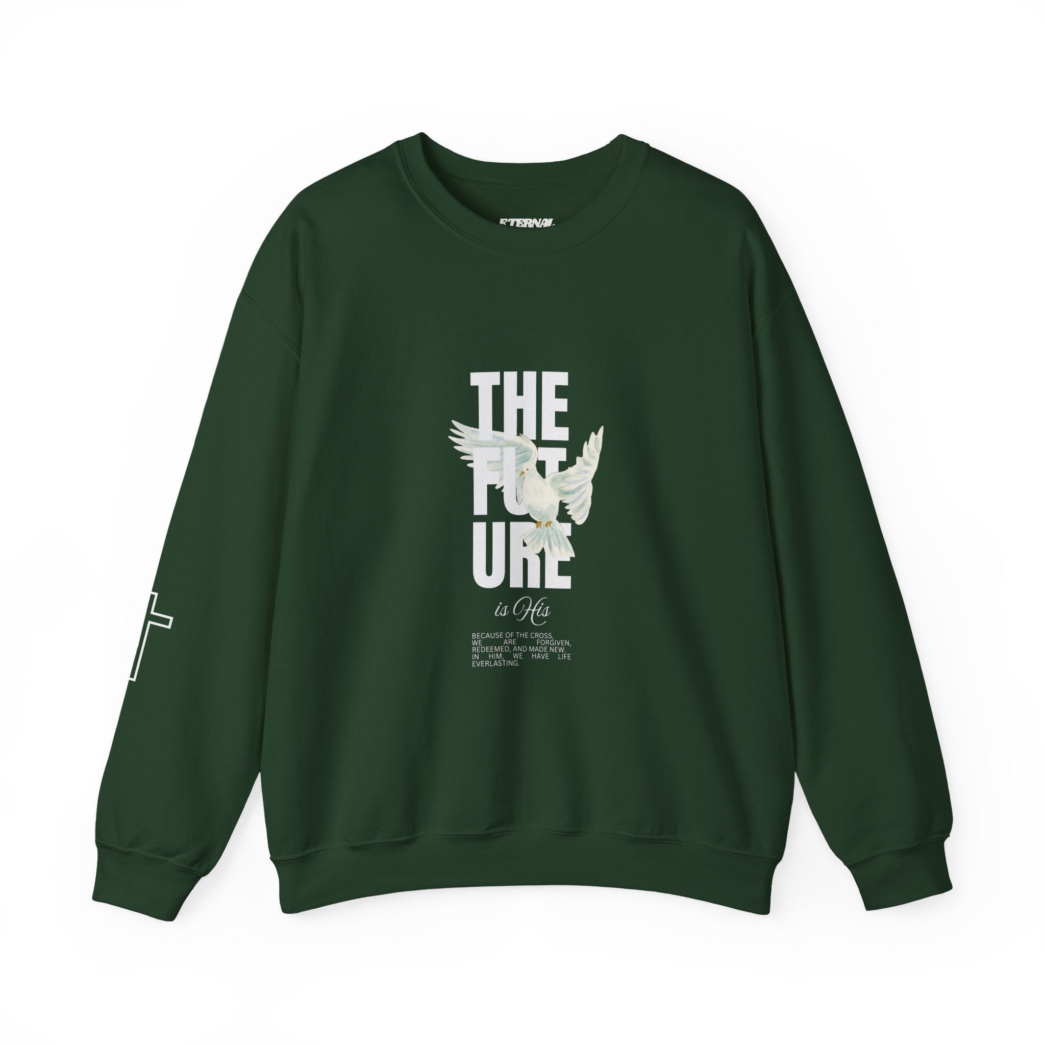 Crewneck Sweatshirt — "The Future" Dove Graphic Christian Cross Streetwear