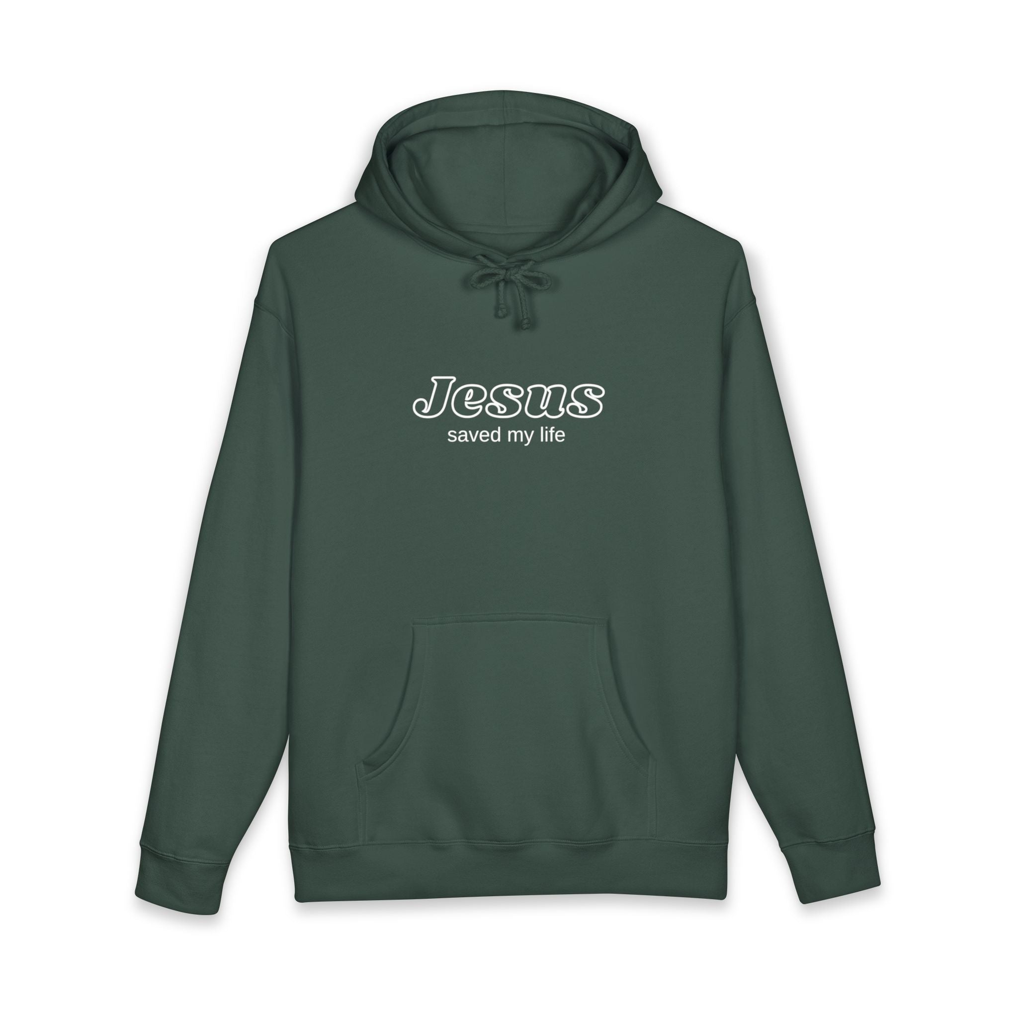 Christian Hoodie — "Jesus Saved My Life" Graphic Pullover, Vintage Washed Faith Sweatshirt