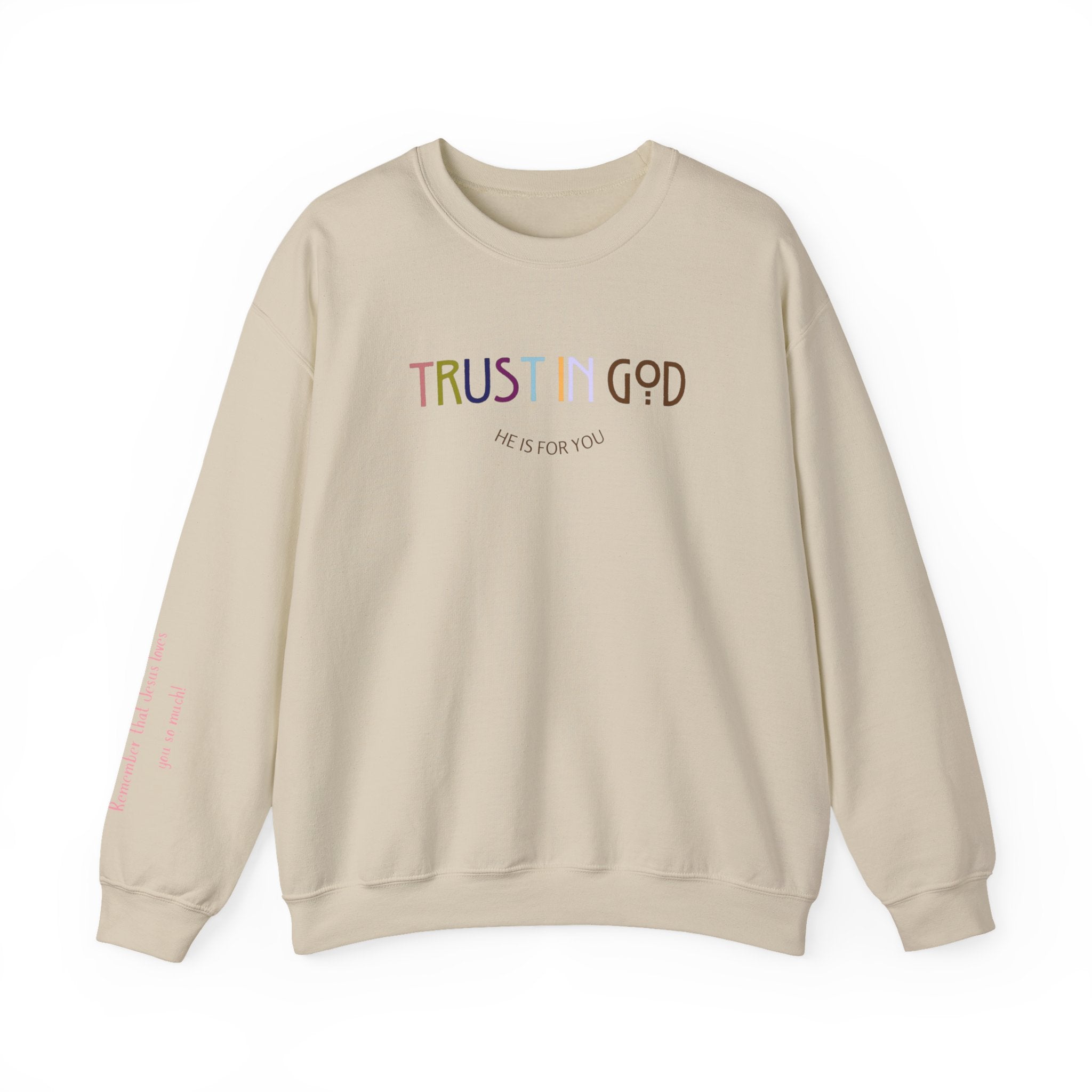 Trust in God Crewneck Sweatshirt — Pastel Faith Graphic