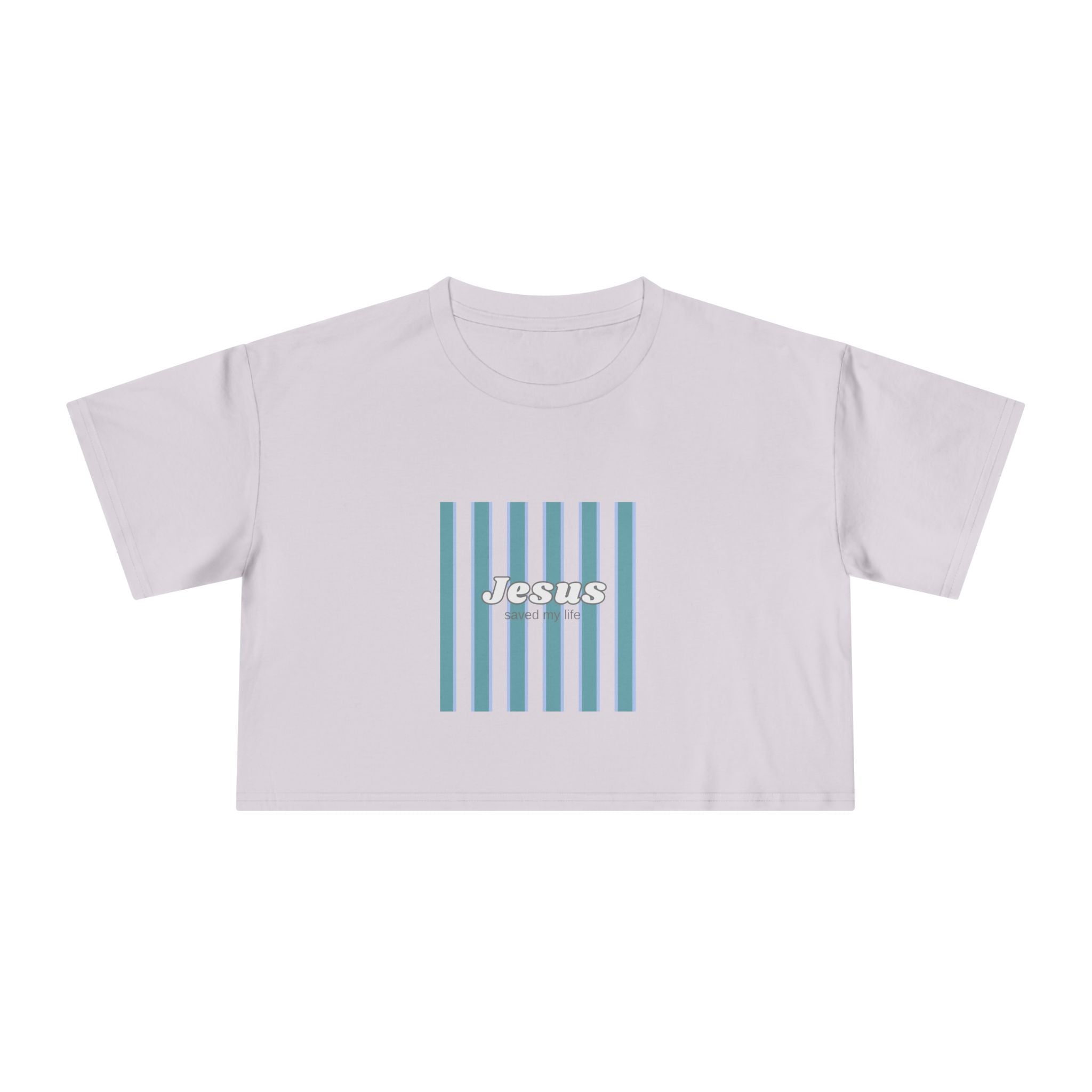 Jesus Striped Crop Tee — Minimal Faith Graphic Top