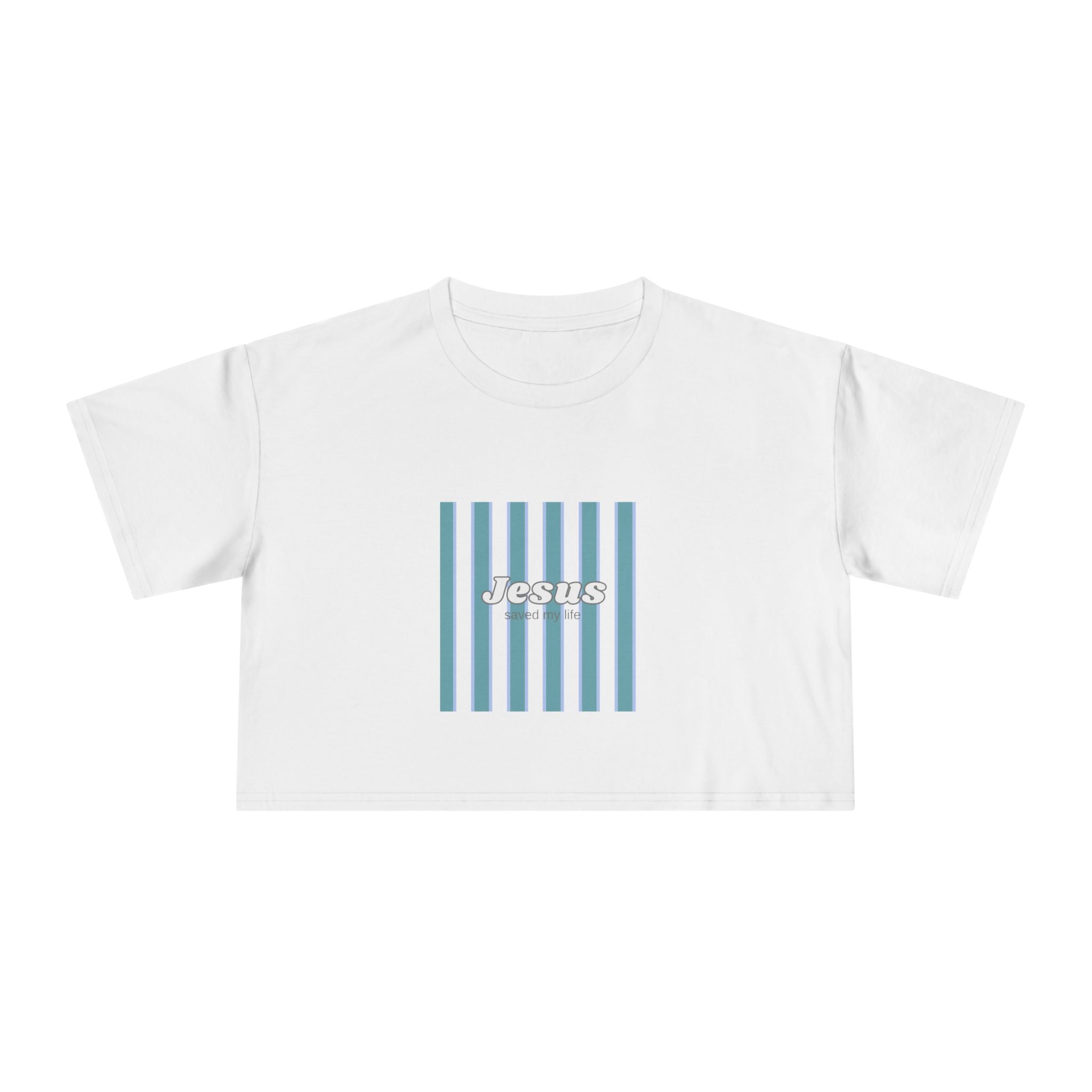 Jesus Striped Crop Tee — Minimal Faith Graphic Top
