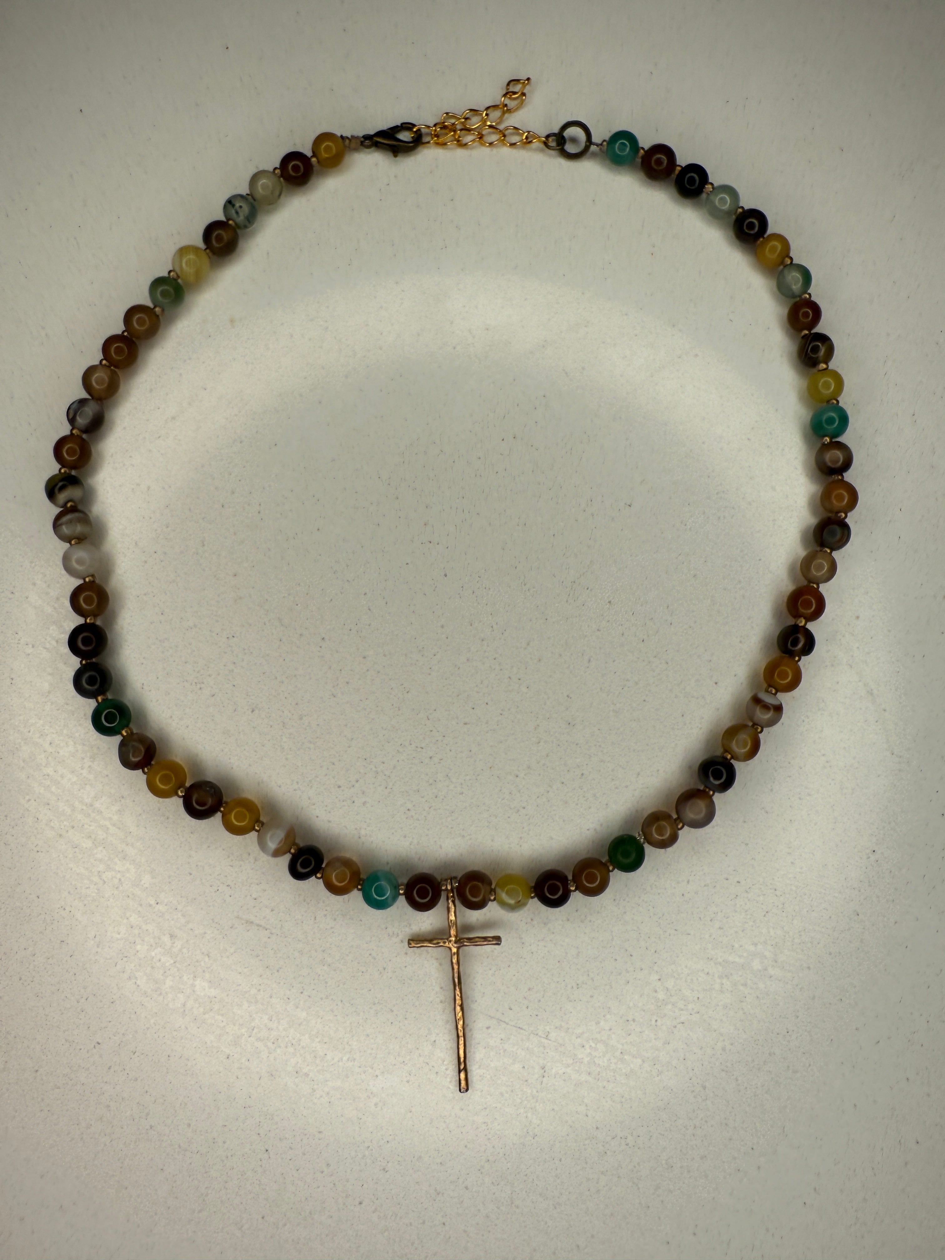 Handcrafted Stone Cross in Gold
