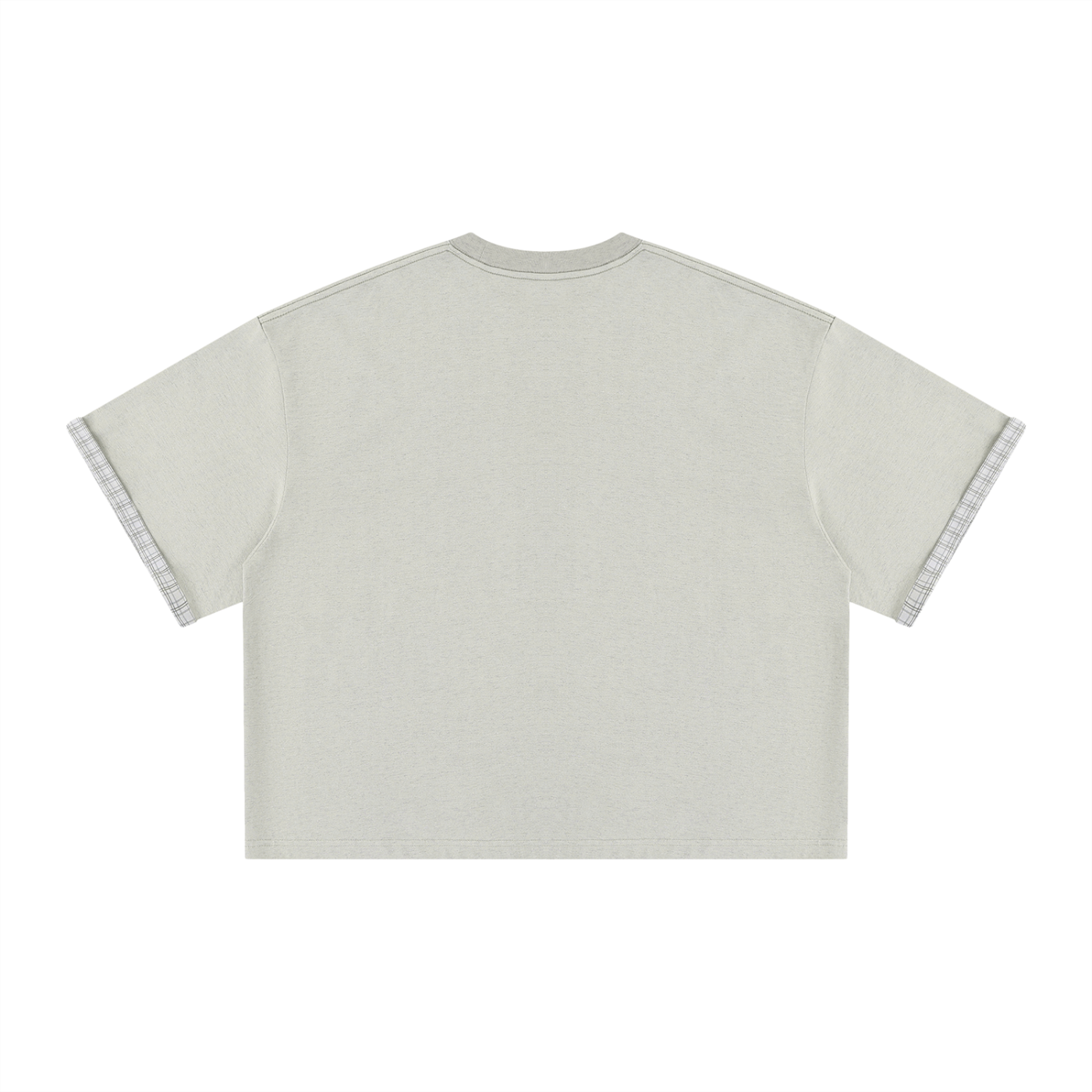 Unisex Boxy Plaid-Lined Double-Face T-Shirt