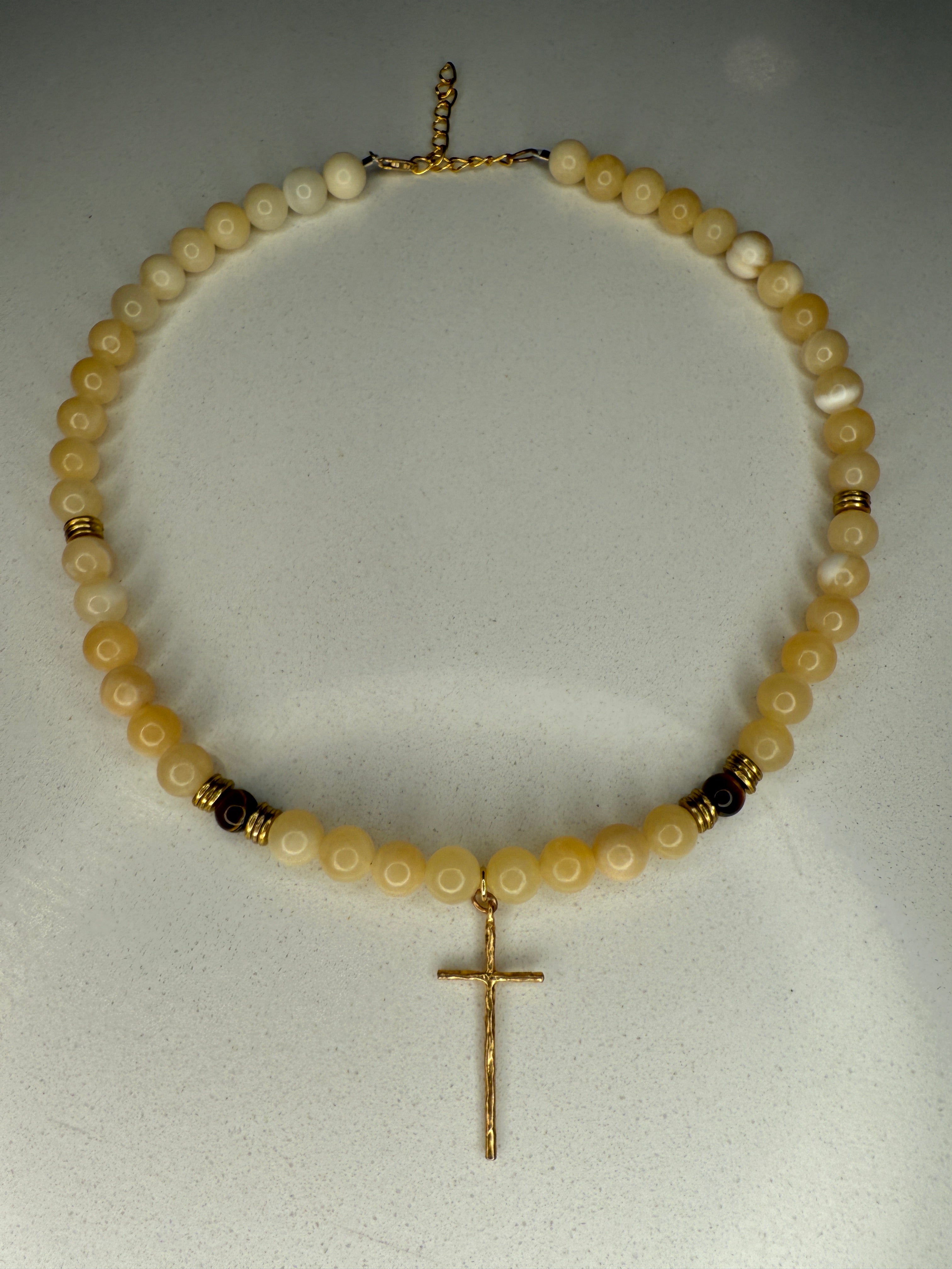 Beaded Yellow Cross Necklace