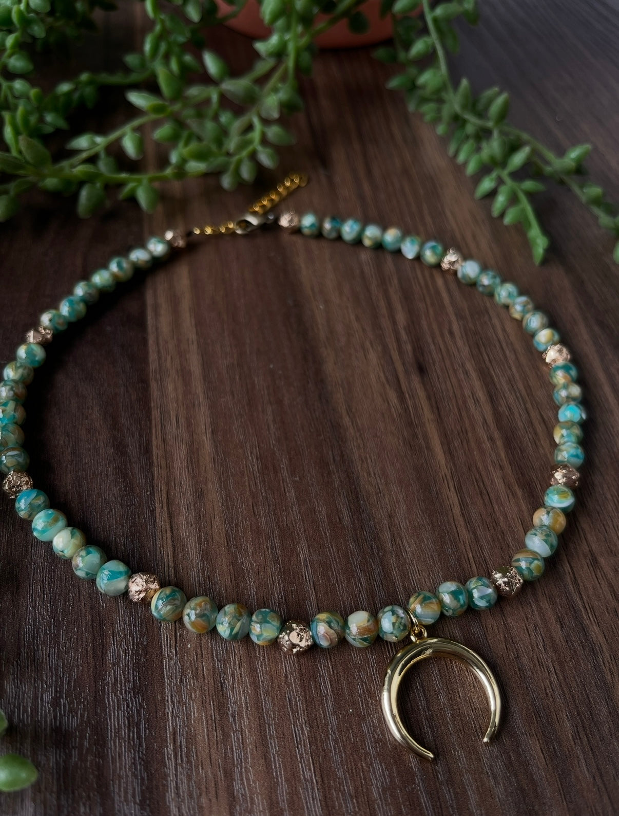 Handmade Beaded Moon Necklace