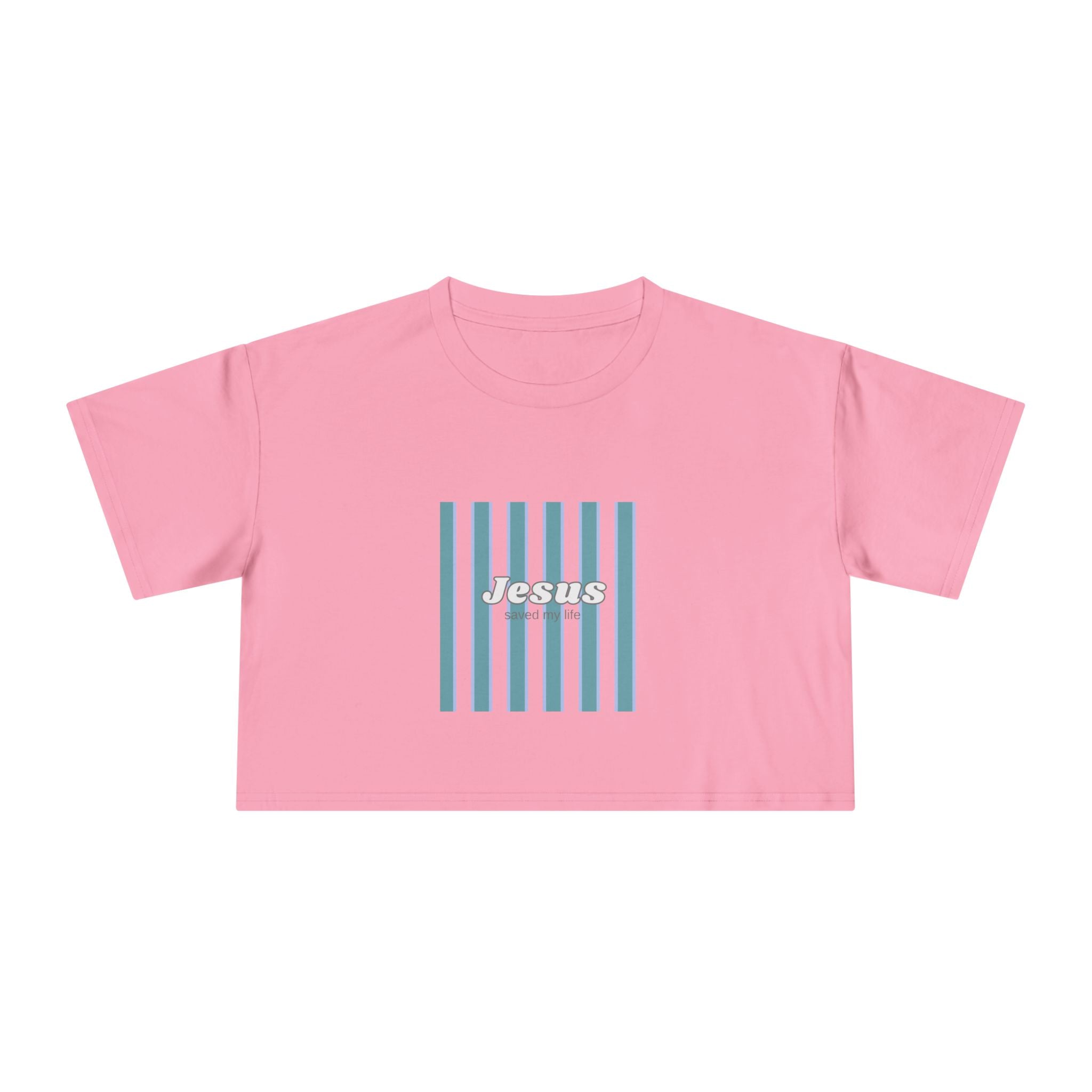 Jesus Striped Crop Tee — Minimal Faith Graphic Top