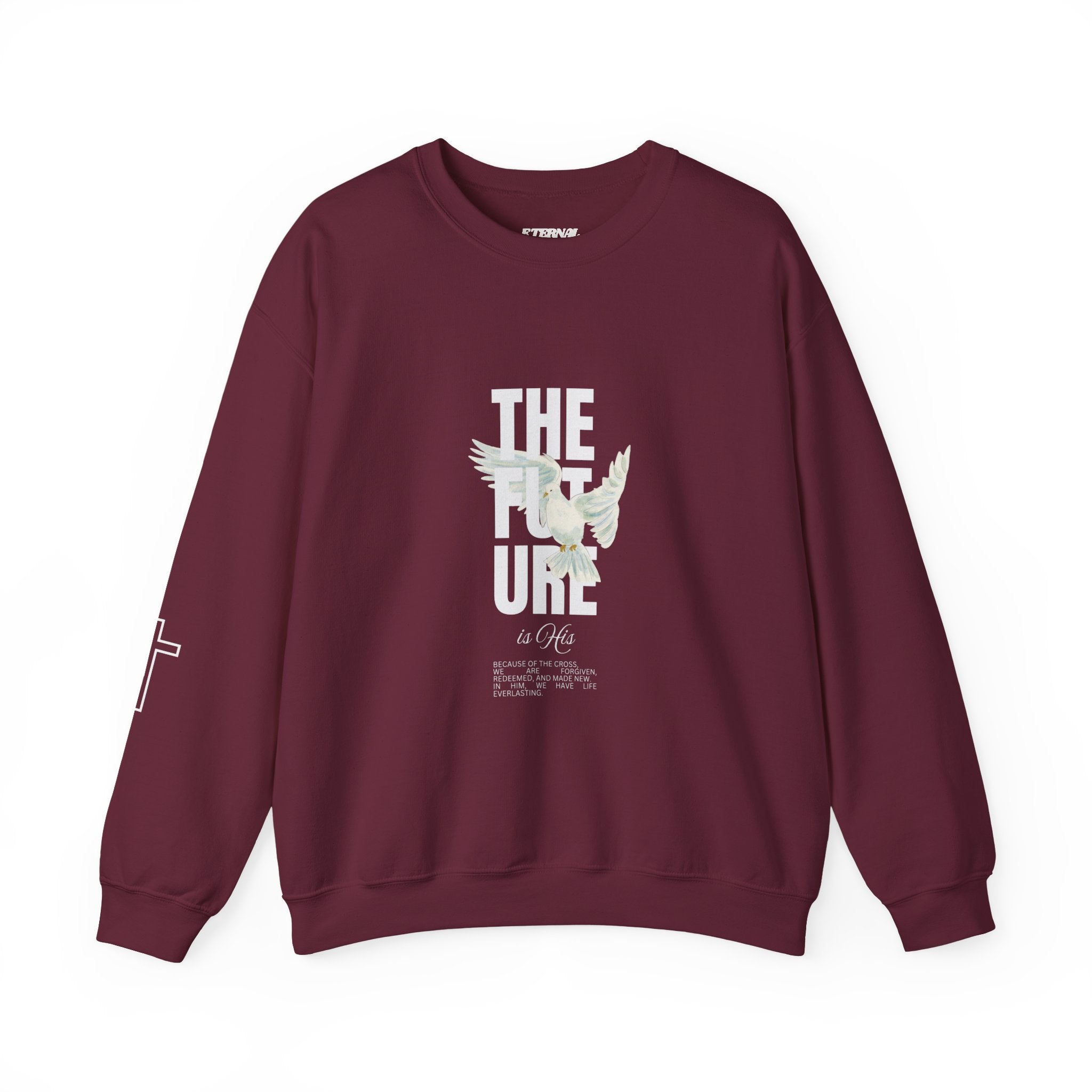 Crewneck Sweatshirt — "The Future" Dove Graphic Christian Cross Streetwear