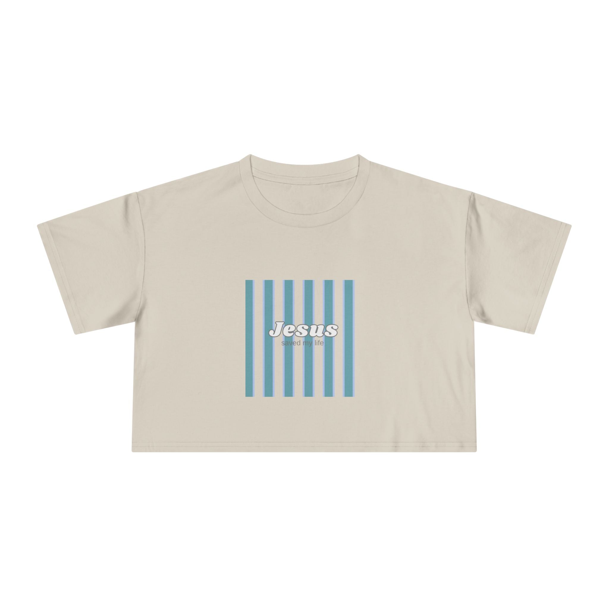Jesus Striped Crop Tee — Minimal Faith Graphic Top