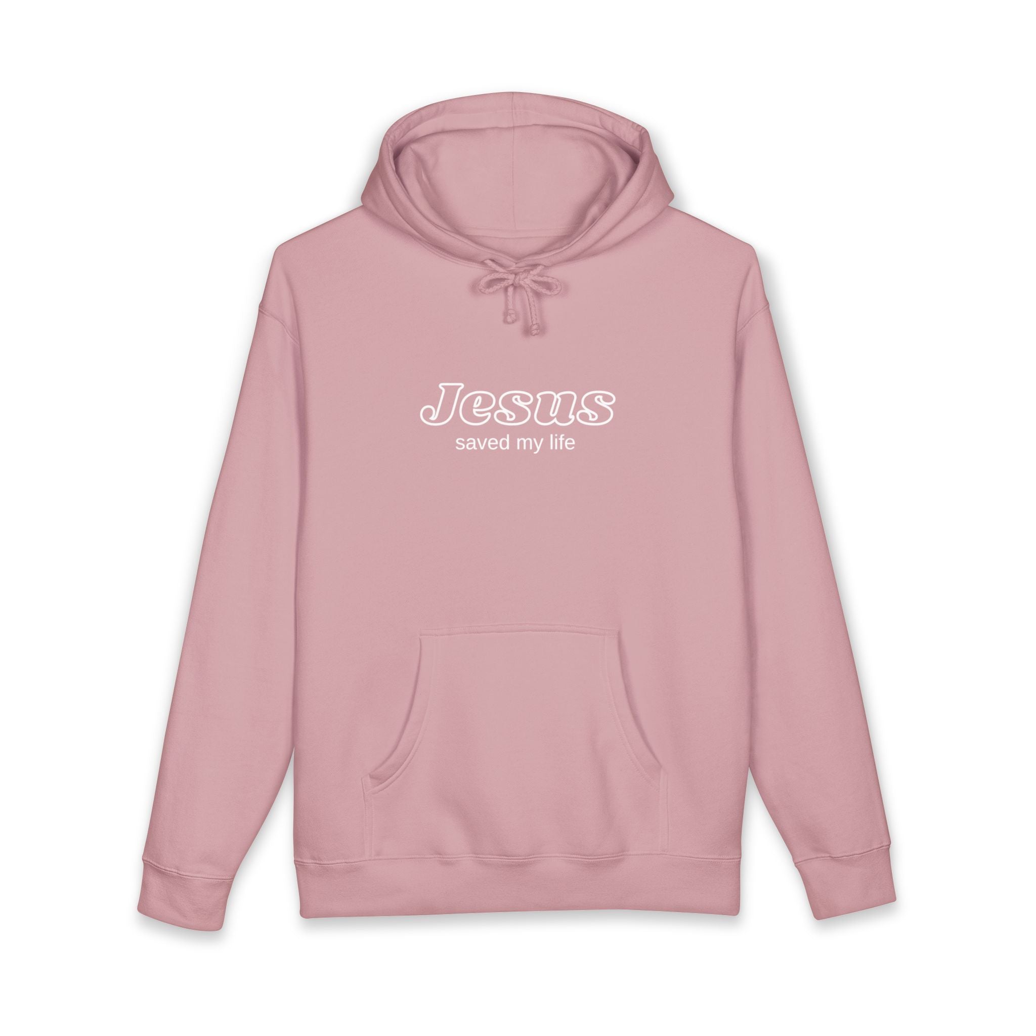 Christian Hoodie — "Jesus Saved My Life" Graphic Pullover, Vintage Washed Faith Sweatshirt