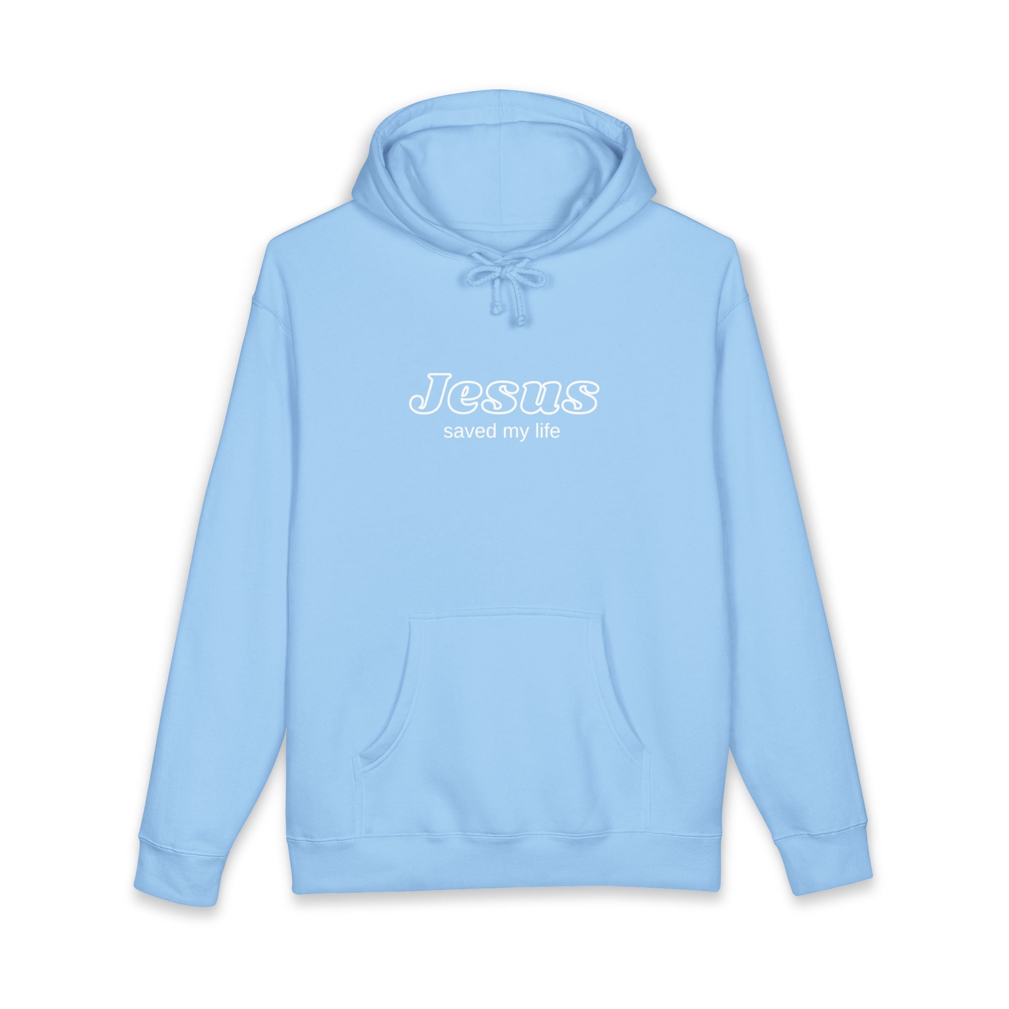 Christian Hoodie — "Jesus Saved My Life" Graphic Pullover, Vintage Washed Faith Sweatshirt