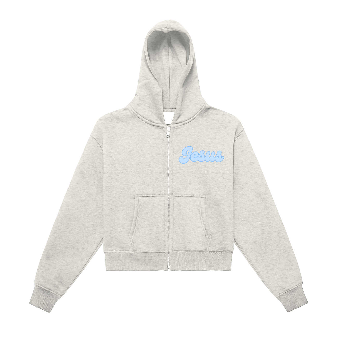 Jesus Fleeced Zip-Up Cropped Hoodie