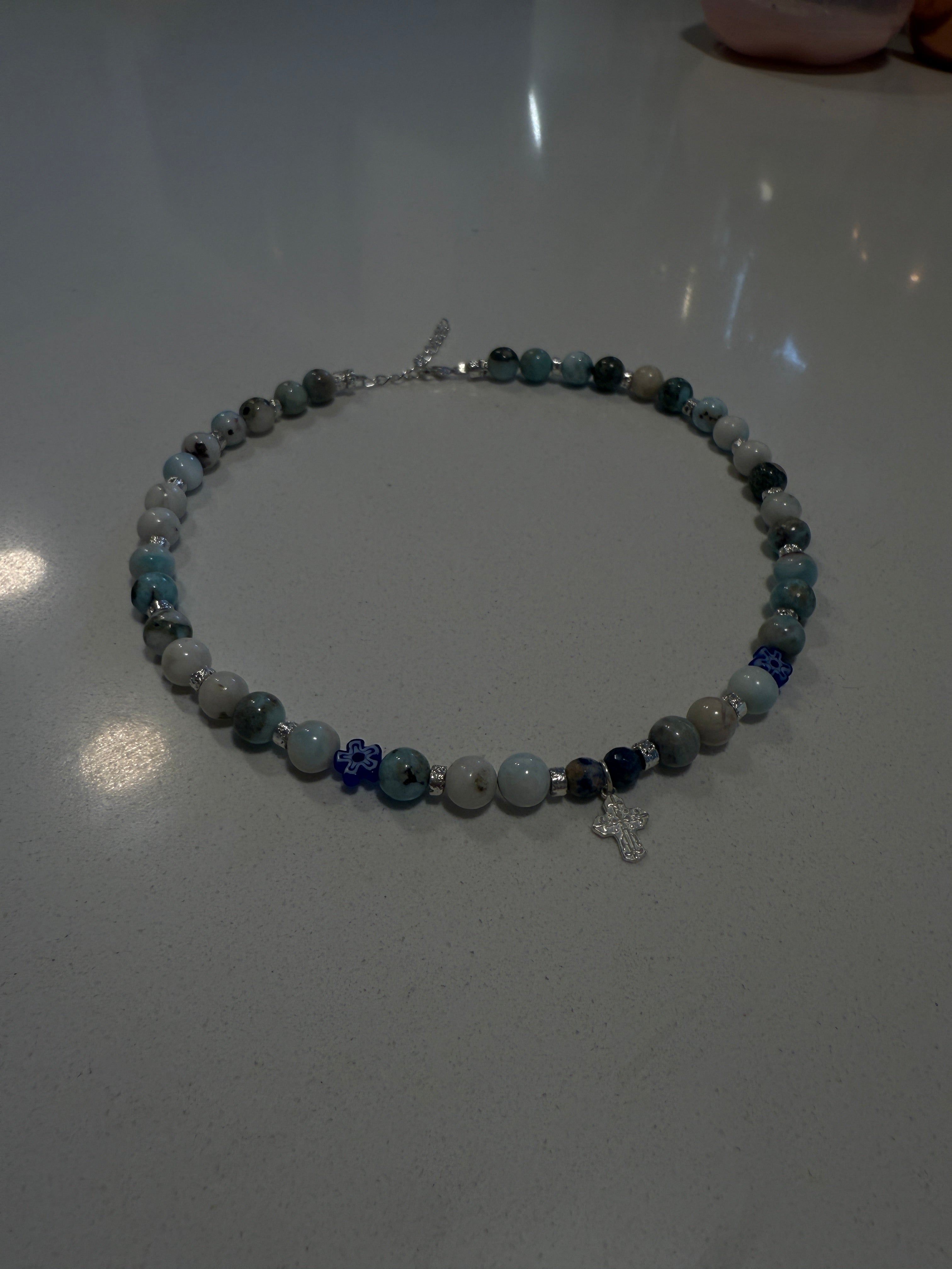 Beaded Blue Cross