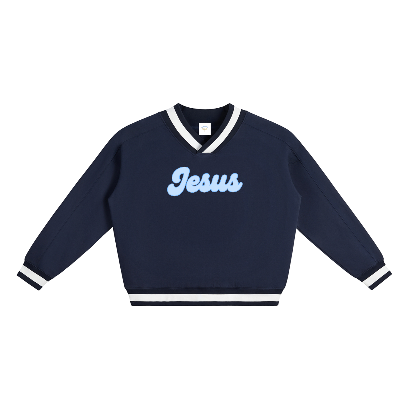 Jesus Contrast Collar Boxy Sweatshirt
