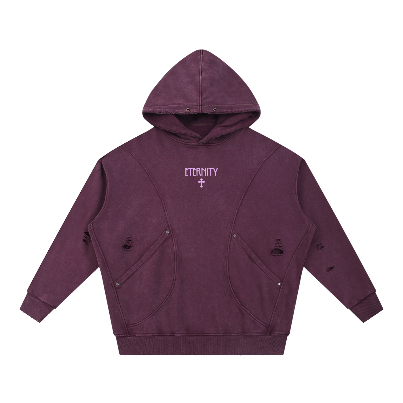 Eternity Washed Distressed Panel Pocket Hoodie